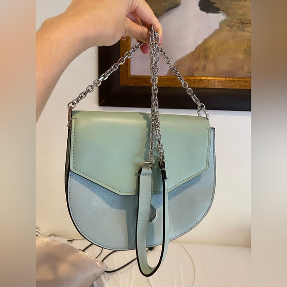 LOUISE ET CIE Leather Shoulder Bag Jael Crossbody purse mint sage green New - Picture 7 of 16